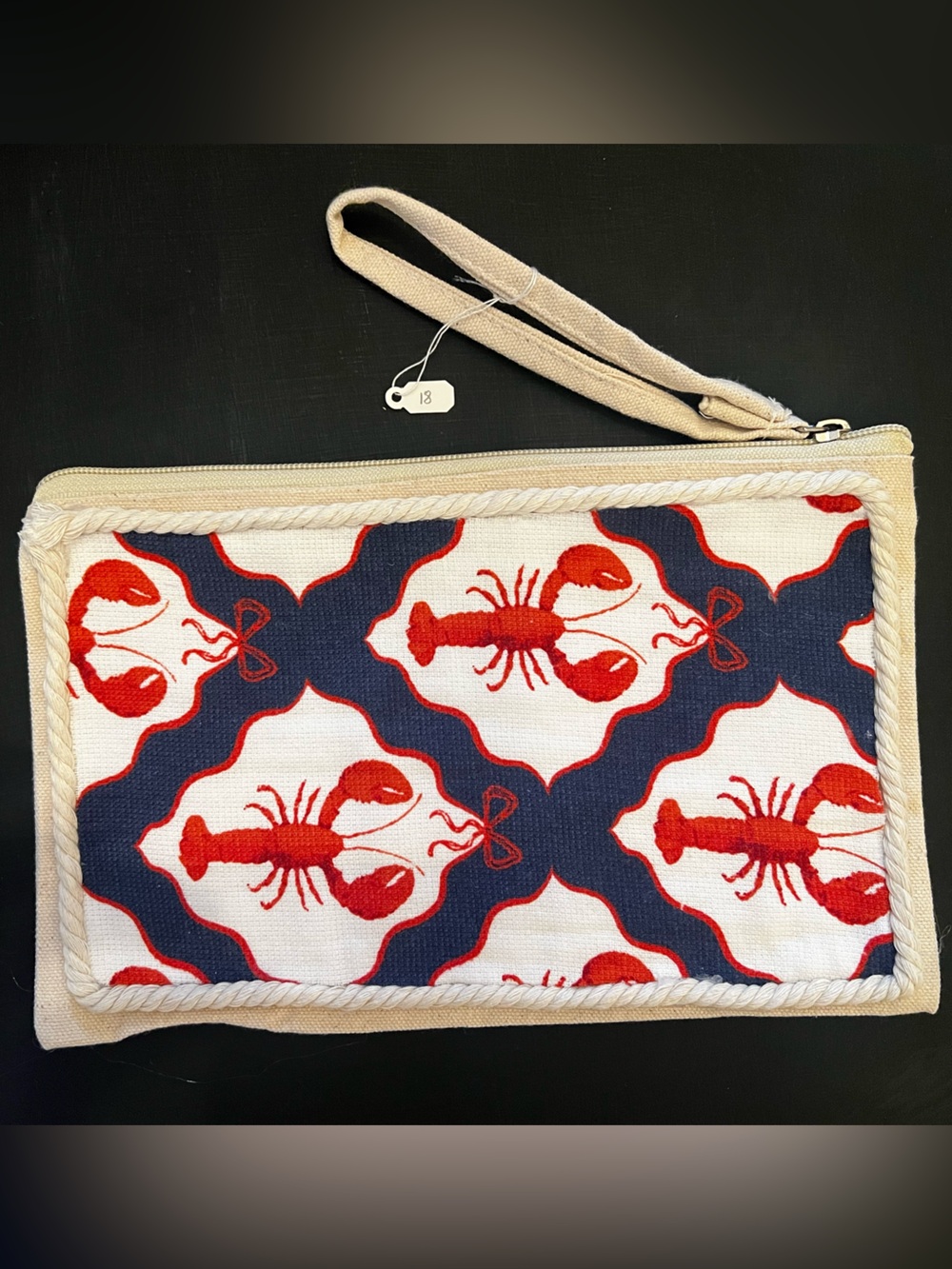 Nautical Lobster Print Wristlet Clutch in Red, Navy & Cream
